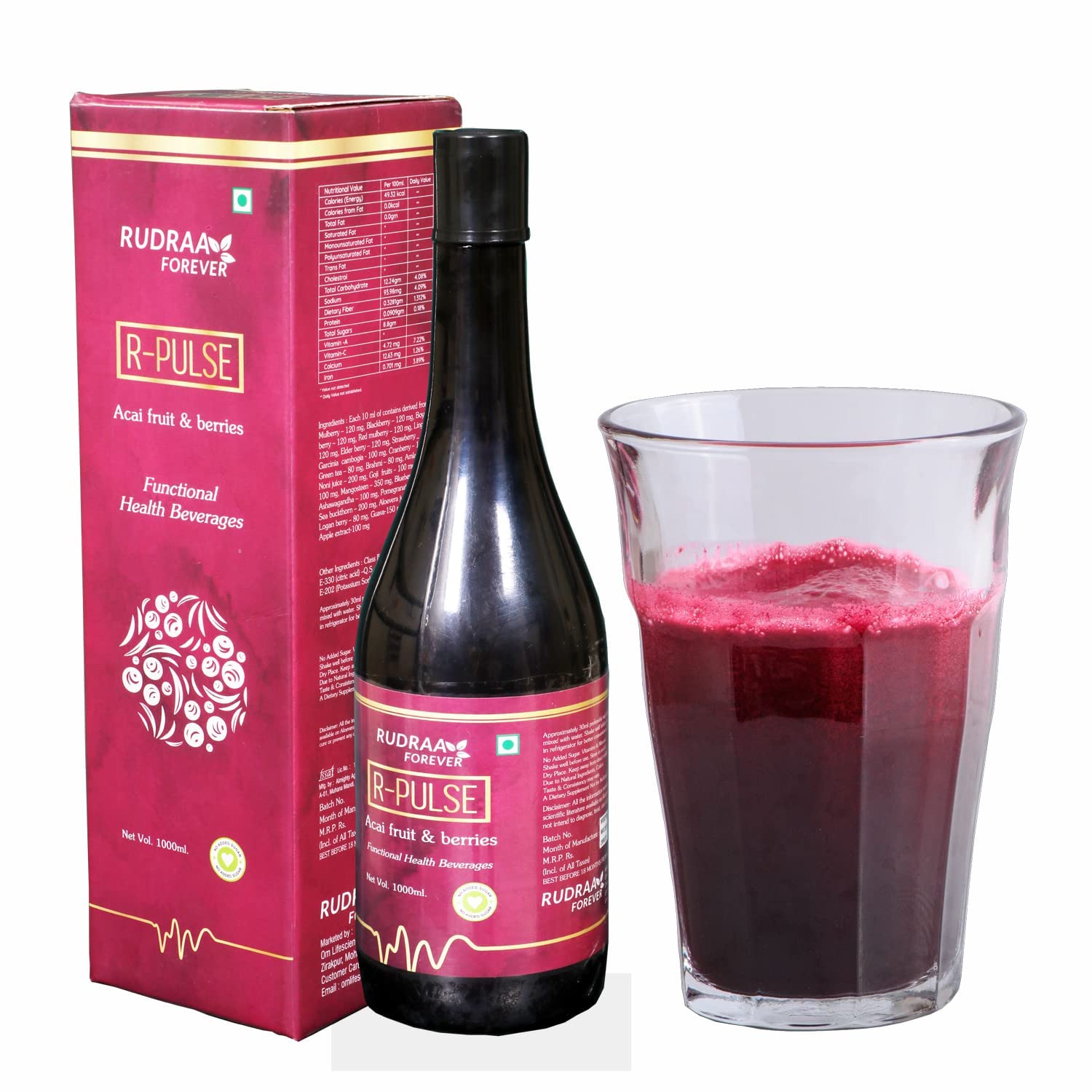 Rudraa R-Pulse Acai Berry Juice For Body Antioxidant | Detoxification Antiviral | Immunity Booster | Weight Management | helping in UTI problem | 1000Ml (B09BD2T7DB) Amazon Price History, Amazon Price Tracker