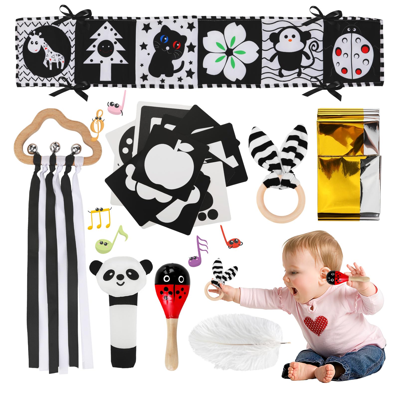 High Contrast Baby Toys Newborn Black And White Baby Book High
