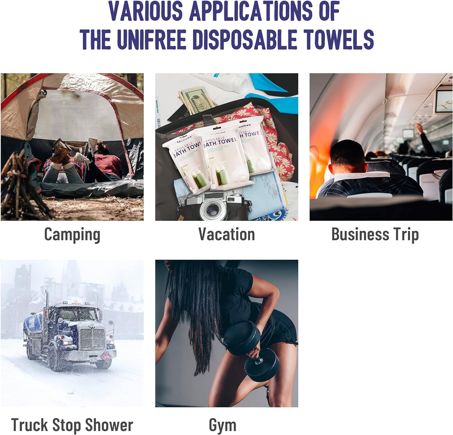 Unifree Disposable Towels Bundle,1 Bath Towel with 2 Hand Towels,18 Sets