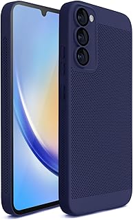 جراب حماية لتبديد الحرارة لموبايل سامسونج جالاكسي S20 FE مع واقي عدسة كاميرا مدمج، جراب بتصميم نحيف وجيد التهوية ومضاد للبصمات، جراب خلفي صلب مضاد للصدمات من البولي كربونات - أزرق من دلع موبايلك