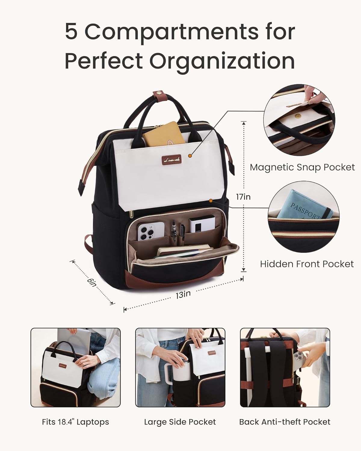 LOVEVOOK Laptop Backpack for Women with Giant Tumbler Holder Pocket, 18 inch Travel Work Bag Purse for Nurse Teacher, Waterproof Casual Daypack Bookbag for College Business