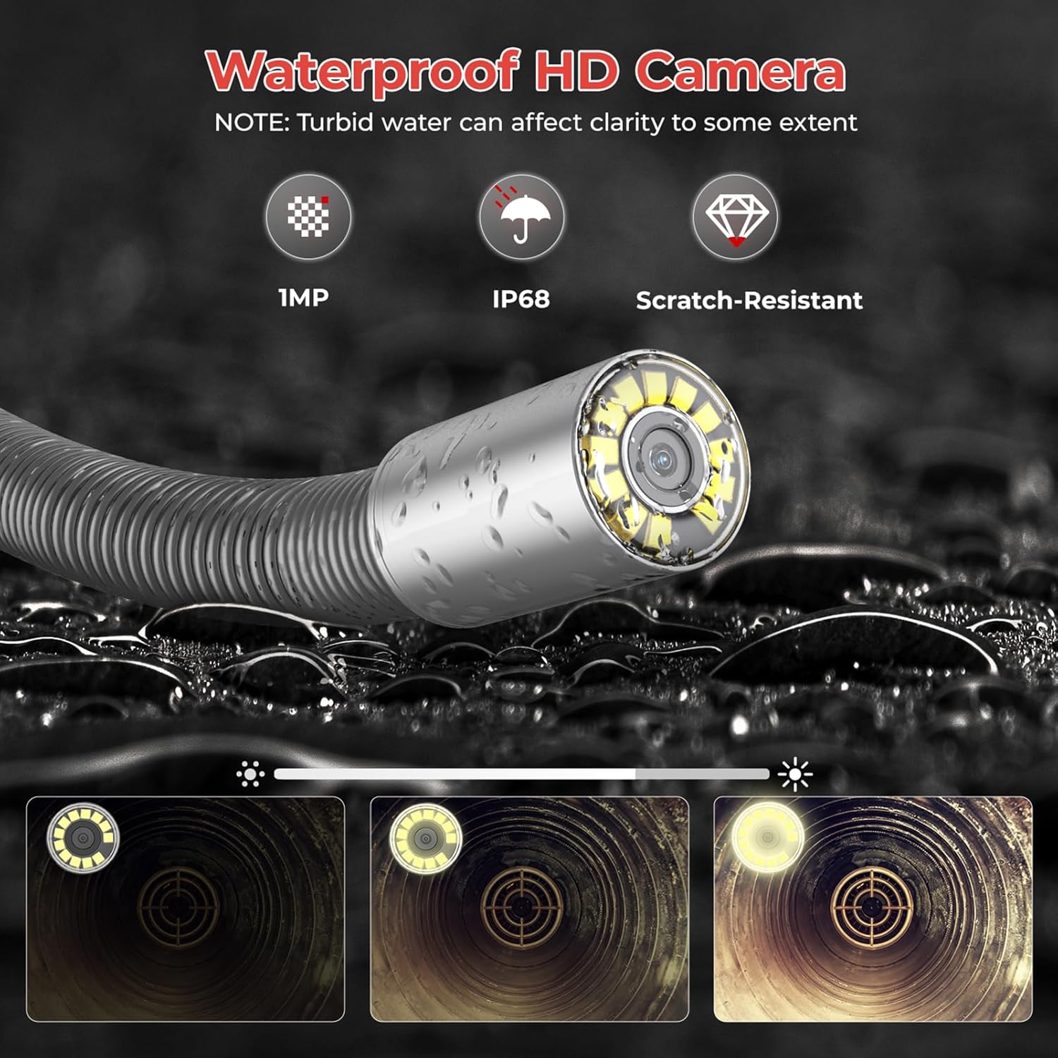 Oiiwak Sewer Camera with Locator, OK-S1 7mm Diameter Cable 10.1" Touch-Screen Sewer Inspection Camera with DVR for Drain Plumbing Pipe - 512 Hz Transmitter, Self-Leveling, Distance Counter, 165FT