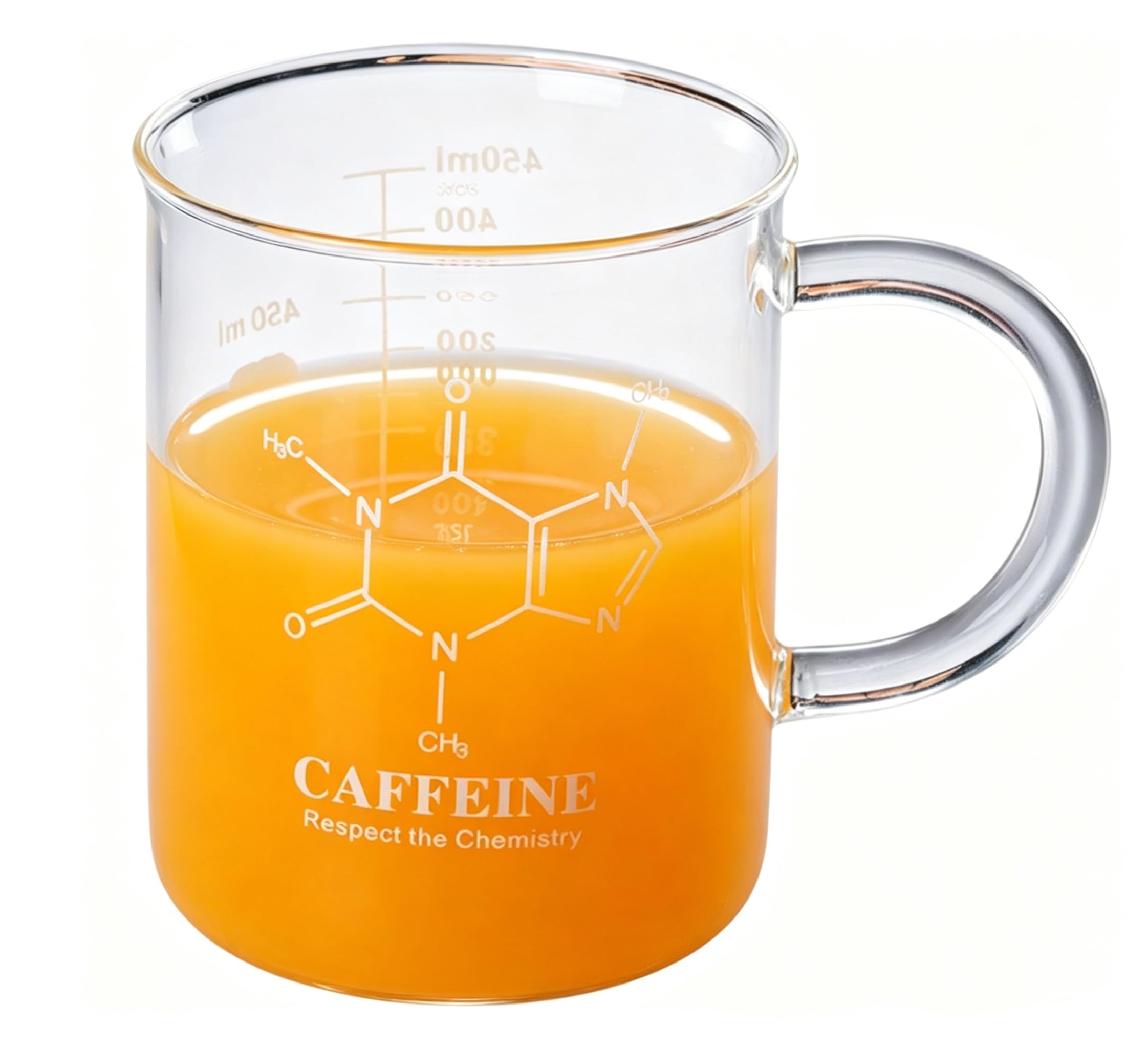 Tazas de vidrio de borosilicato con asa y escala graduada para café latte de 450ml