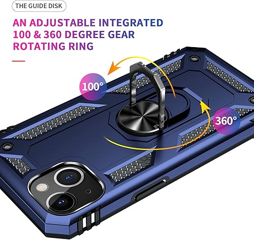Miniatura 5 de for iPhone 13 Case,with 360 Rotatable Kickstand Ring, Military Grade Shockproof Protective Case,for iPhone 13,6.1 Inch,Blue