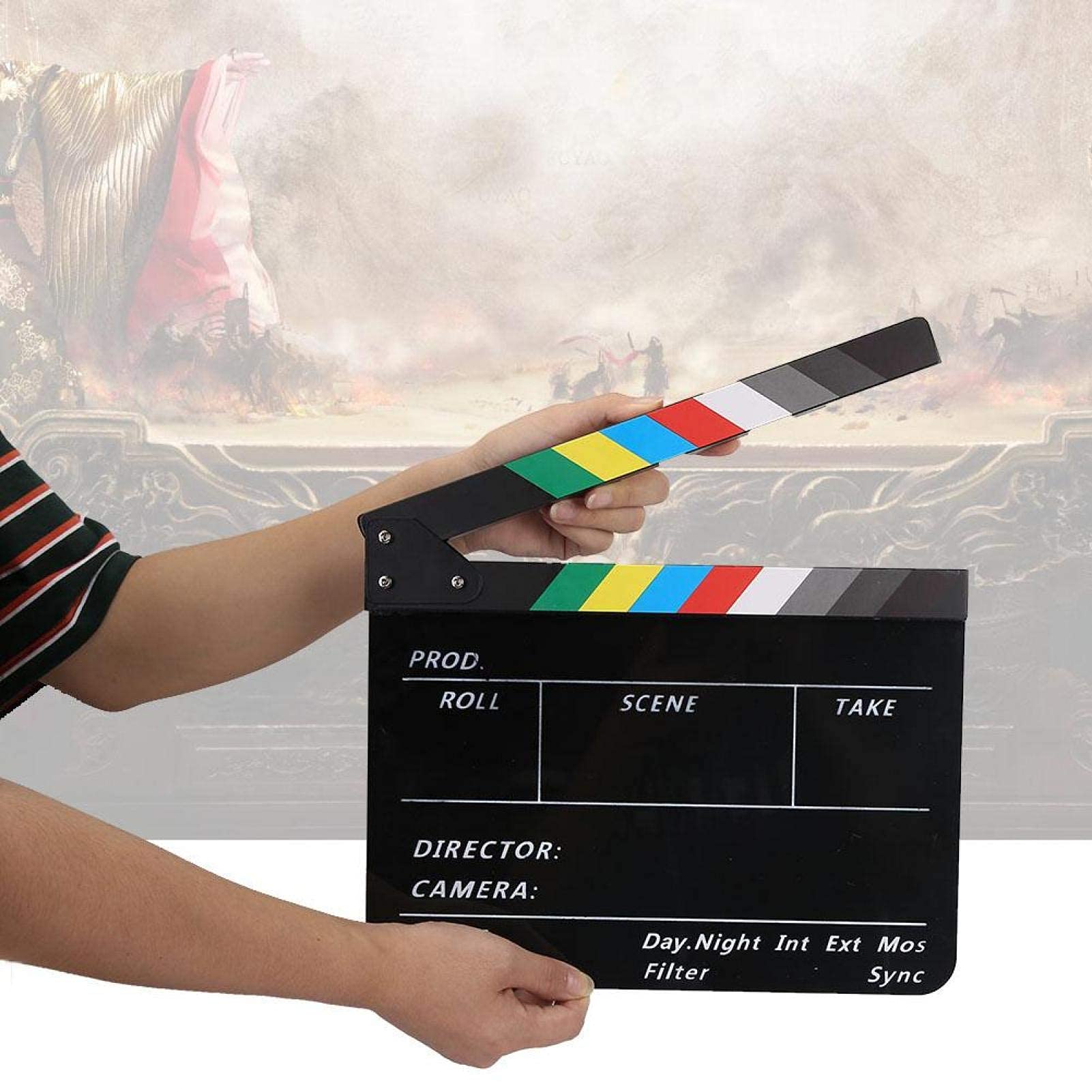 DAUERHAFT Acrylic Clapperboard,Director's Scene Acrylic Clapperboard with Pen, Waterproof Clapperboard, Film Cutting Accessory,for TV Movie(Black)