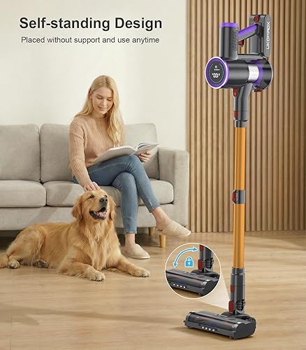 Miniatura 8 de Aspiradora de palo inalámbrica: 500W 45KPA 45Min con potente succión, aspiradora recargable inalámbrica portátil con pantalla táctil para el hogar,