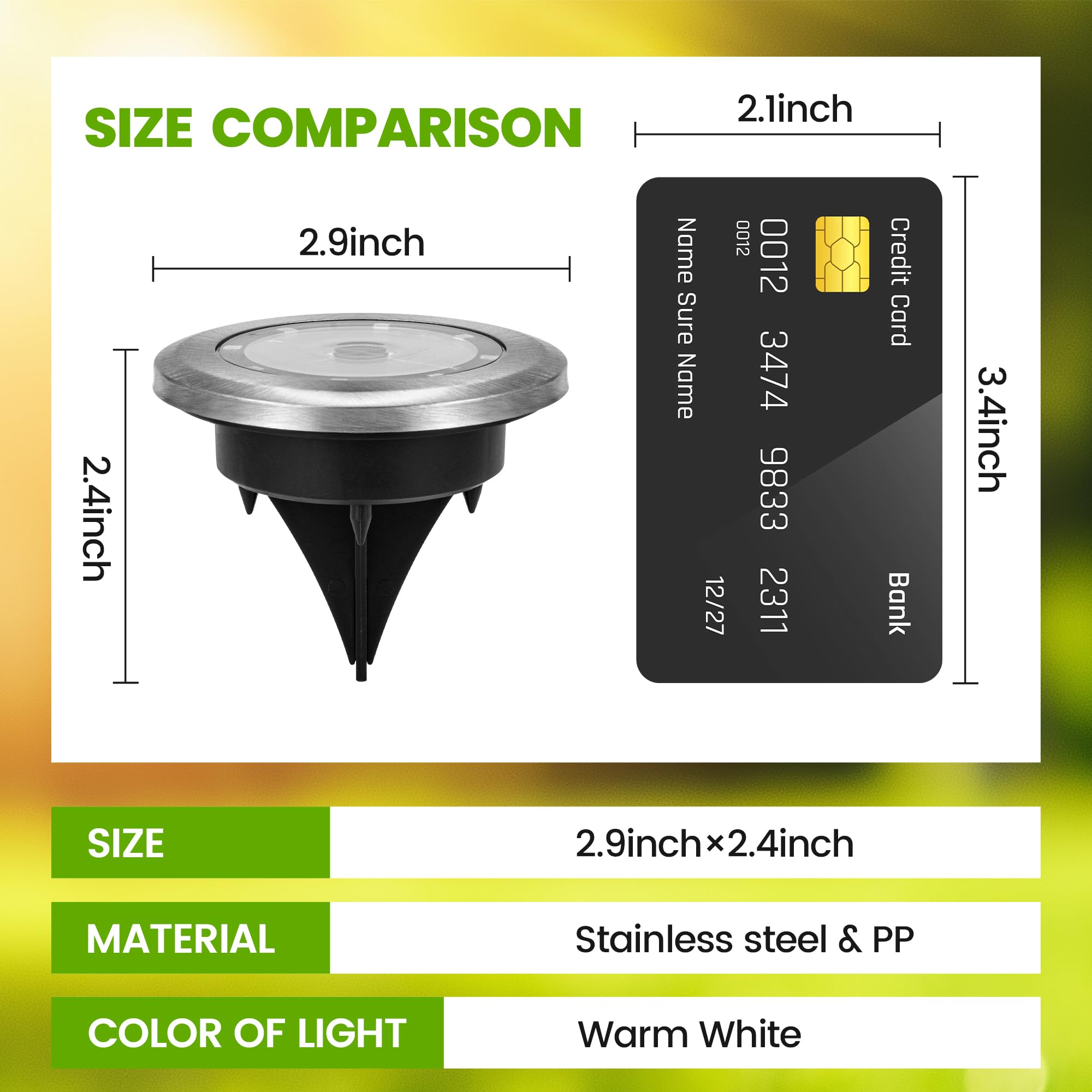 PATIOWIN Mini luces solares de suelo, paquete de 16 luces solares de jardín, luces solares de camino a prueba de guerra, luces de exterior para entrada, pasarela, patio trasero, patio (blanco cálido)