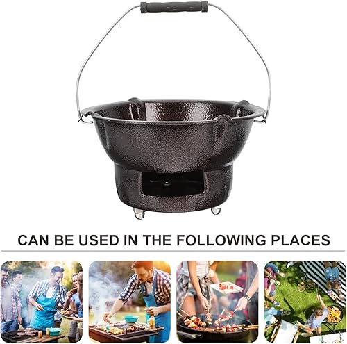 Miniatura 9 de Happyyami Parrilla de carbón portátil de hierro fundido barbacoa de carbón de mesa Estufa de parrilla portátil Quemador de barbacoa 1 juego de café