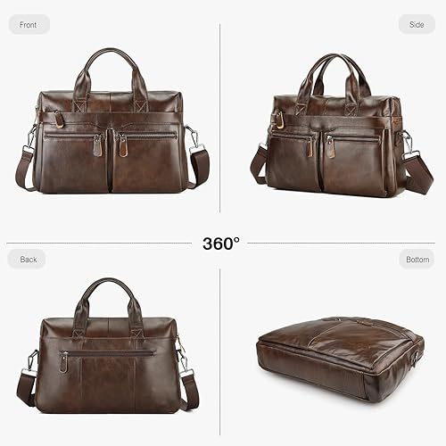 Miniatura 6 de FANDARE Vintage Men's Leather Briefcase Mens Laptop Business Tote Handbag