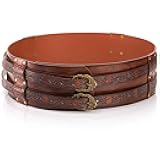Medieval Viking Belt, Wide Embossed Buckle Belts, Faux Leather Armor Belt, Nordic Knight Corset Belts, Celtic Leather Belt, Renaissance Accessories for Halloween Cosplay