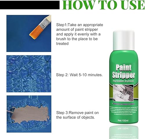 Miniatura 4 de Removedor de pintura eficiente, removedor de pintura de coche de 3.4 fl oz, cepillo pelador de pintura de superficie de metal, gel pelador de