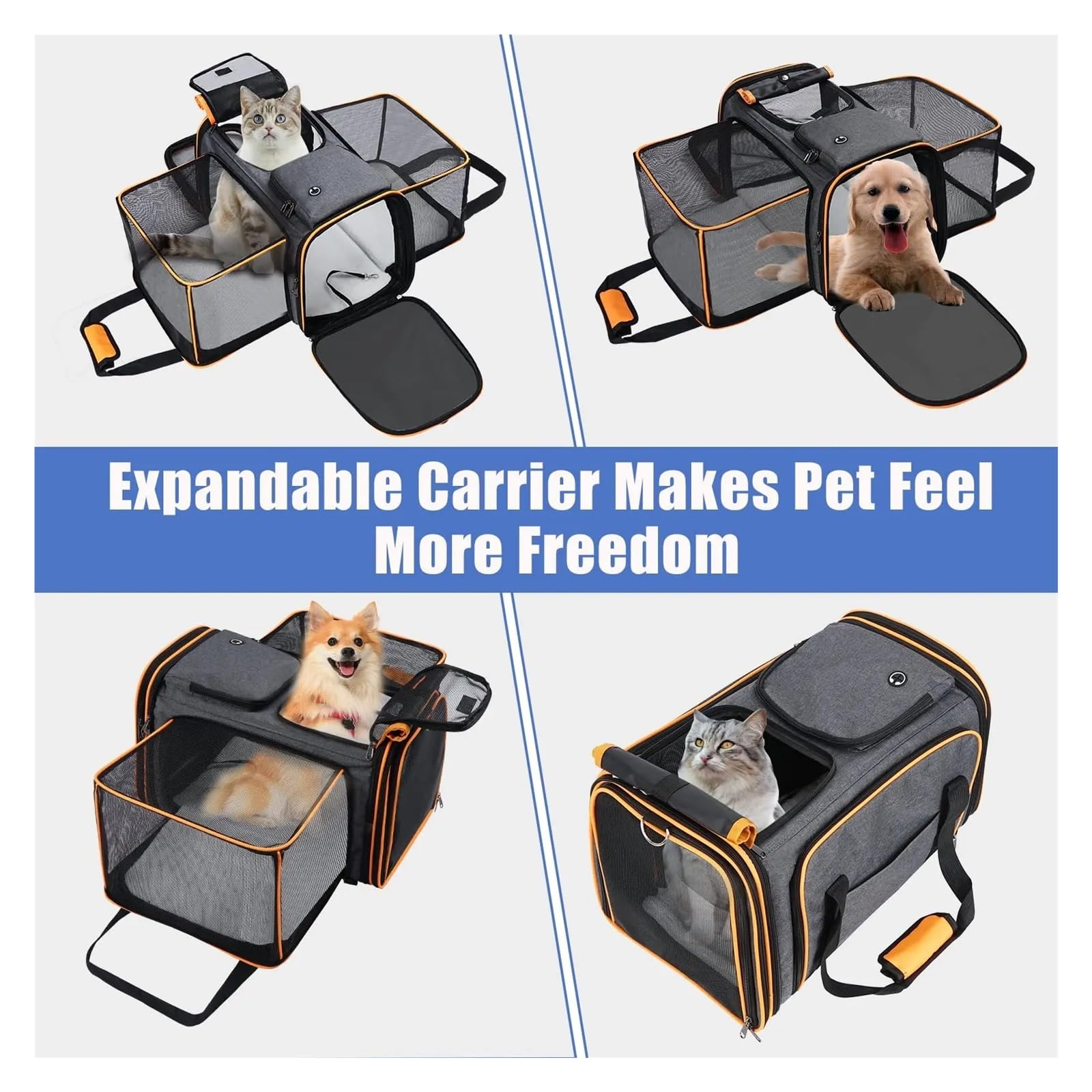 MUSM Arnés De Viaje For Mascotas con Capacidad For hasta 24 Libras, Arnés For Perros Y Gatos Expandible Reversible Grande, con Almohadillas Y Bolsillos De Forro Polar