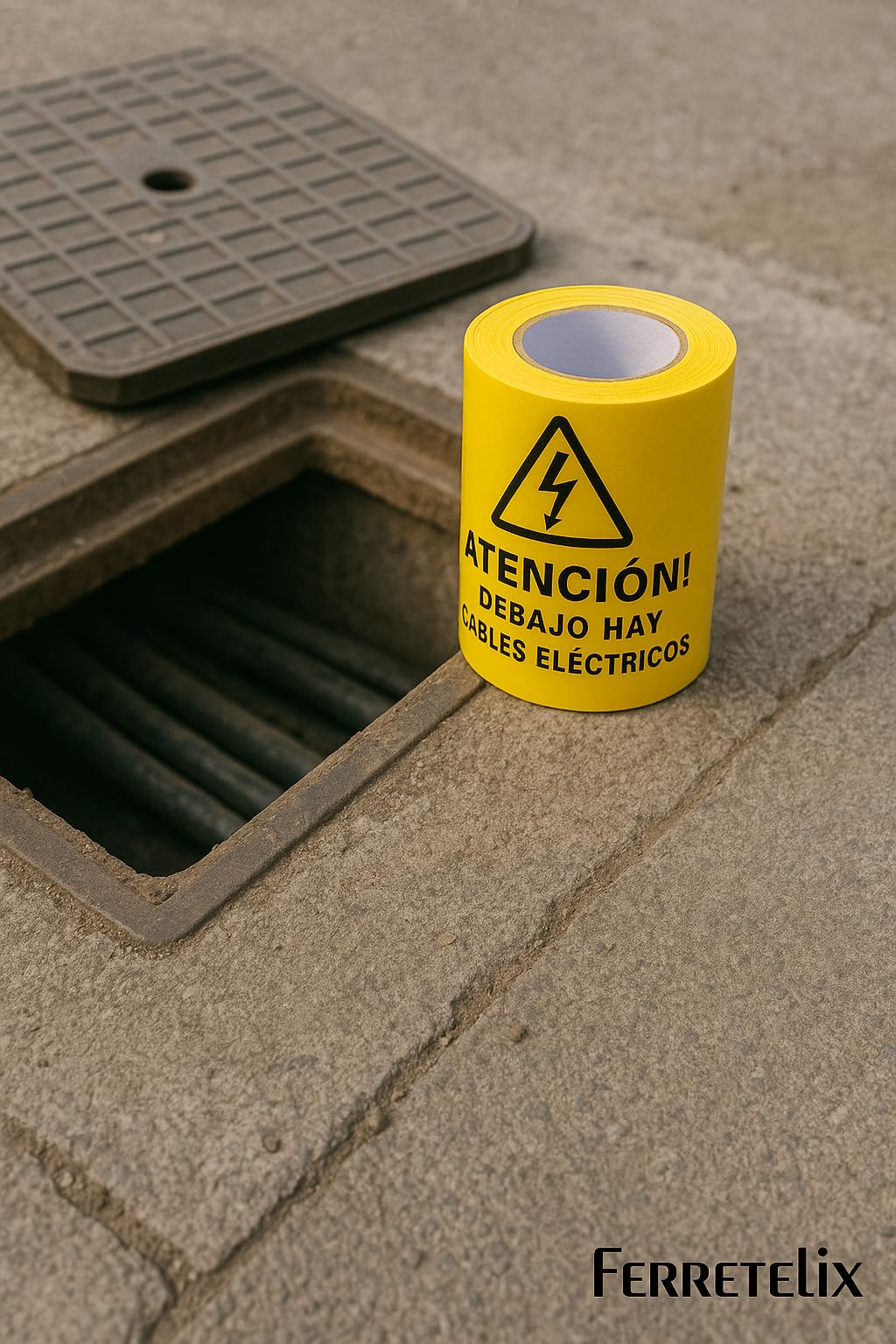 Ferretelix® Rollo cinta señalizacion electrica 15 cms x 200 mts