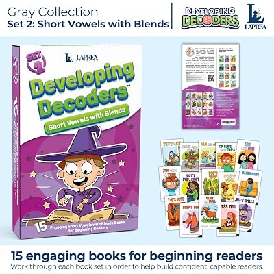 Decodable Readers: 15 Short Vowel Phonics Decodable Books for Beginning Readers Ages 4-7 Developing Decoders (Gray Collection: Set 2)