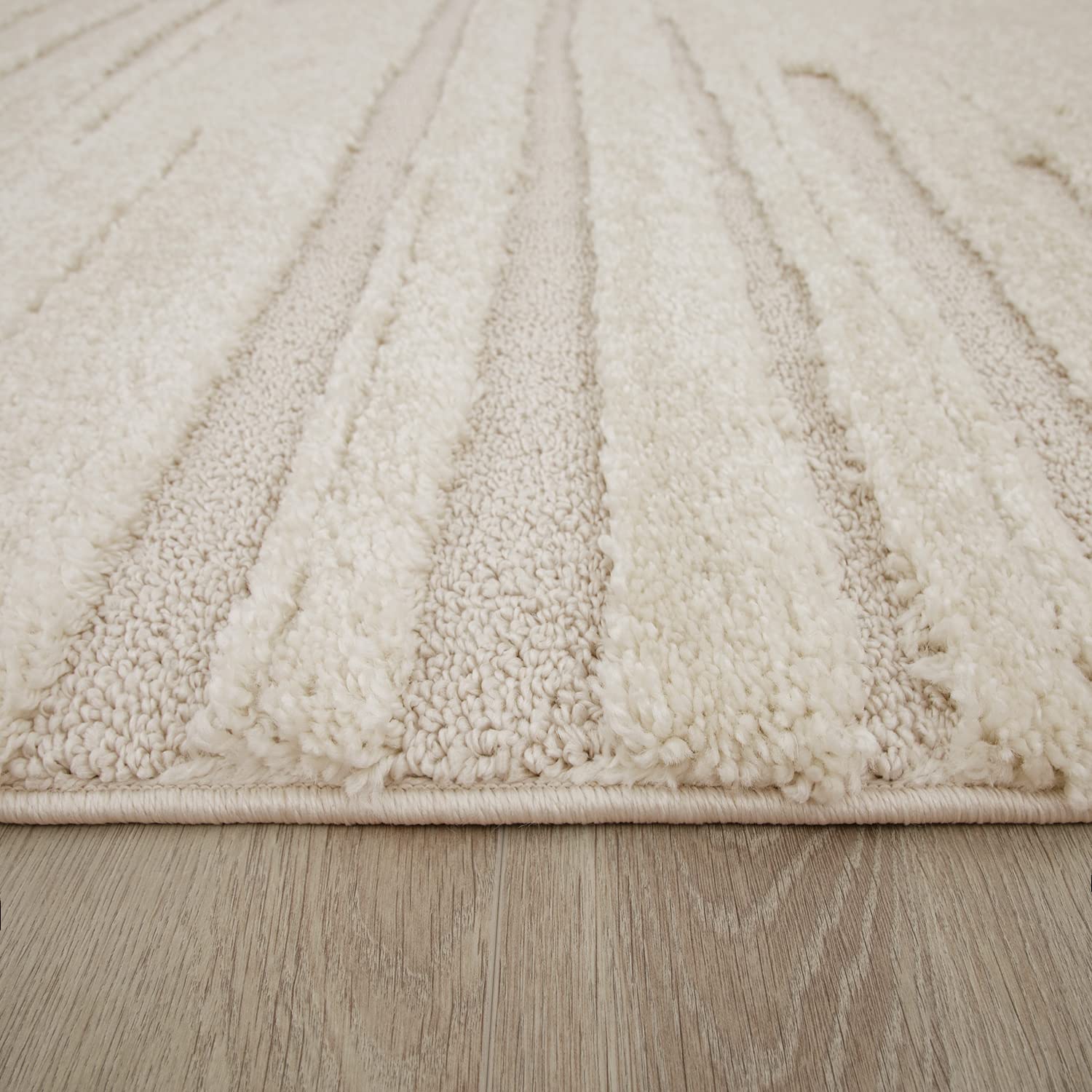 Paco Home Hoogpolig Vloerkleed Shaggy 160x220 Cm - Crème Kleur - 3D Ethno Boho Look - Zacht Polypropyleen - Geschikt Voor Vloerverwarming