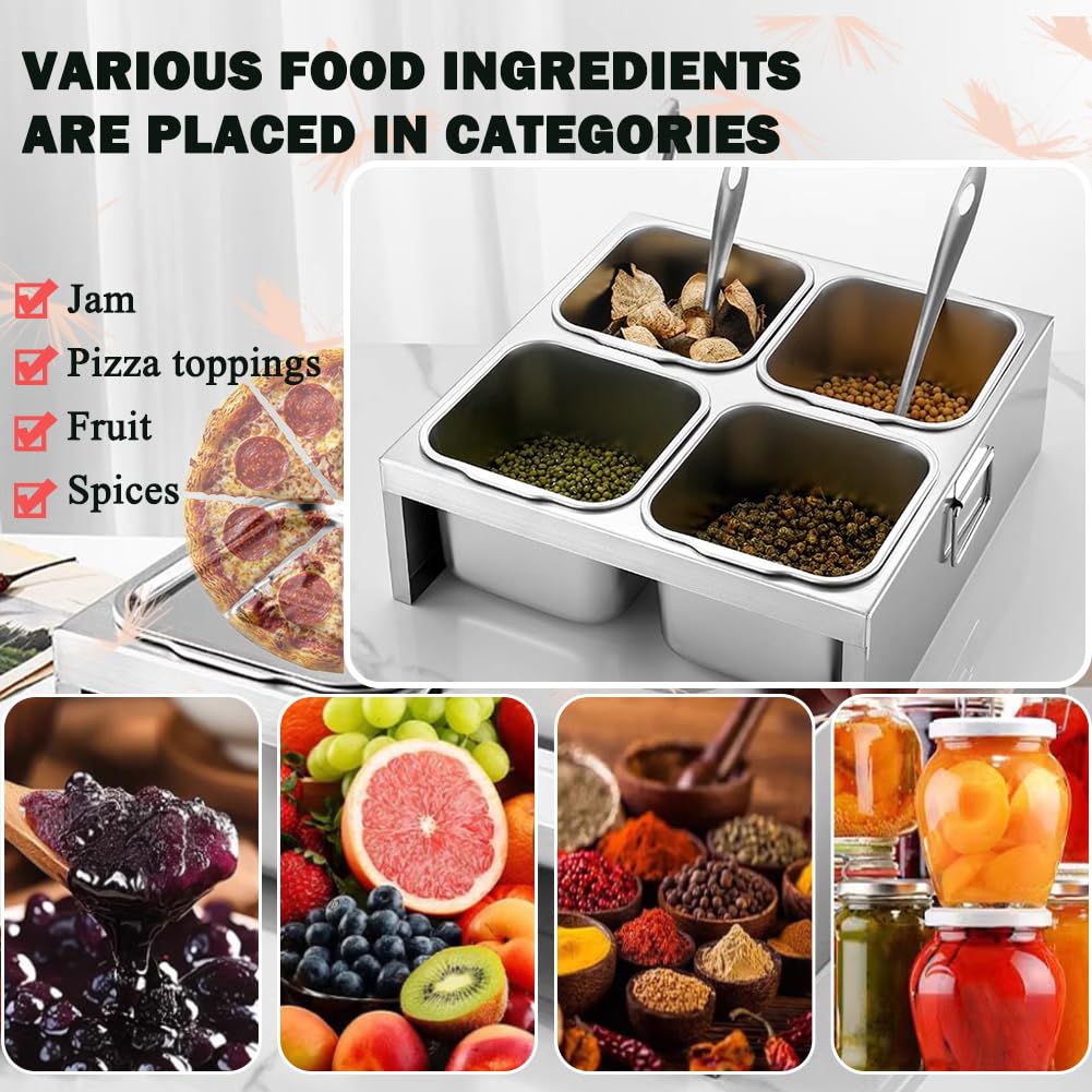 Servidor De Buffet, Contenedor para Ingredientes De Pizza, Contenedor De Acero Inoxidable con Tapa para Condimentos, Caja para Frutas Y Verduras, Apto para Hoteles Y Restaurantes.,B