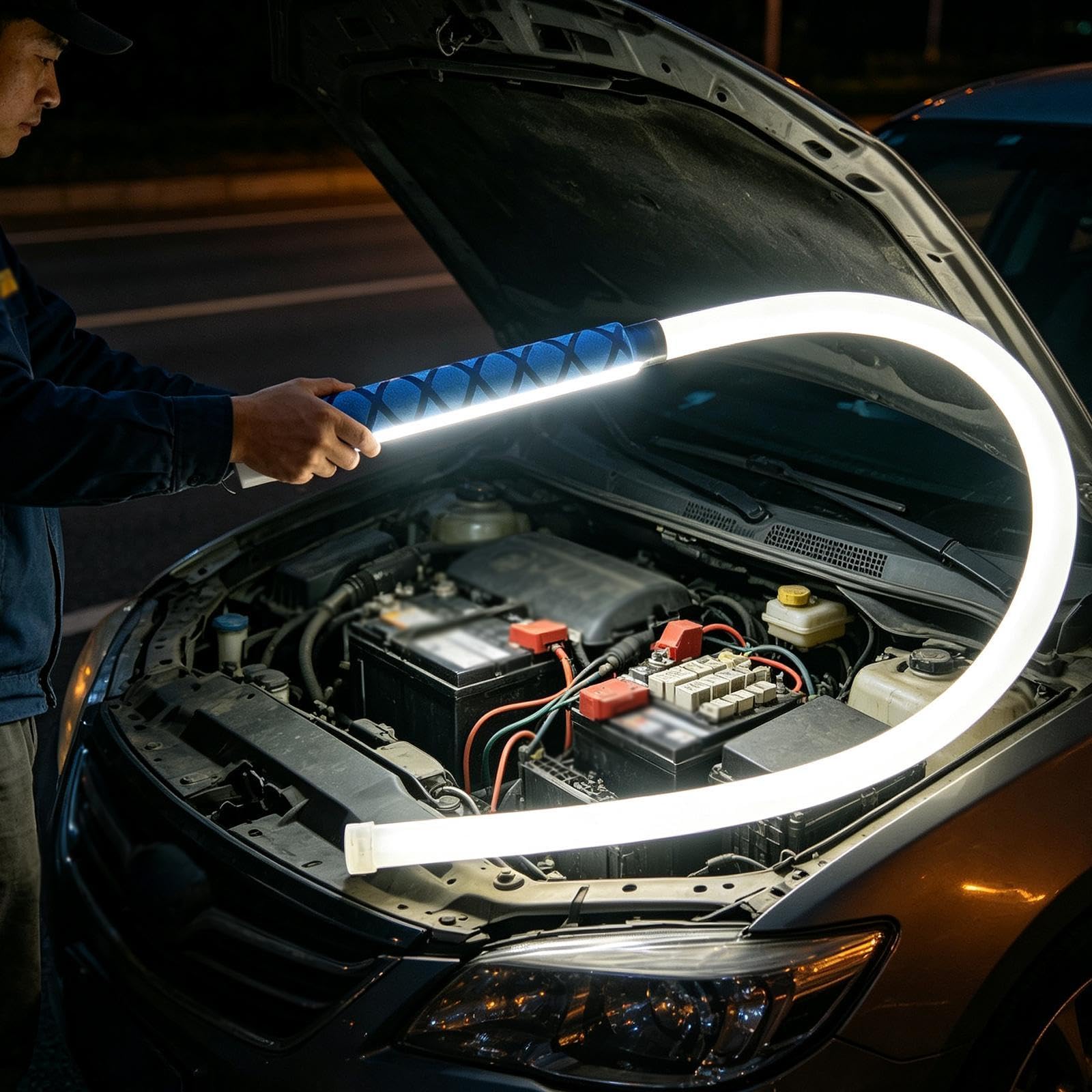 Milageto Linterna LED flexible con 3 modos, luz trabajo, luz flexible para acampar, exteriores y garaje.