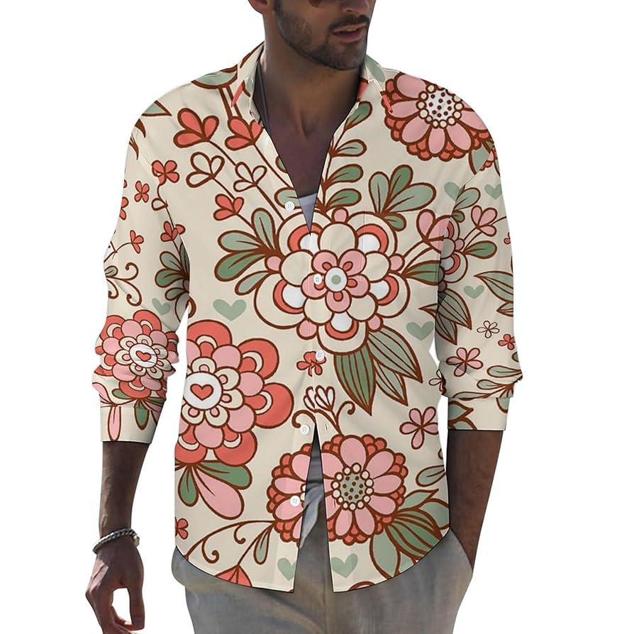 Amazon.co.jp: 長袖シャツ 花柄 アロハシャツ メンズ 夏