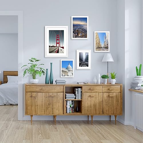 Miniatura 5 de Marco de 12 x 16 pulgadas para cuadros de pintura de diamante, marcos para pósteres de madera maciza, exhibe fotos de 10 x 14 con paspartú o de 12 x