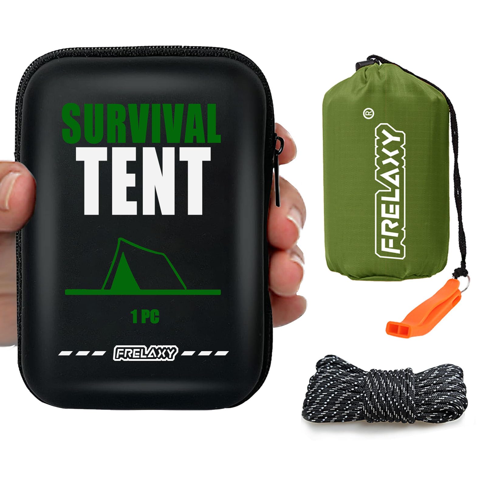 Frelaxy Extra-Thick Survival Tent And Emergency Sleeping Bag Set - Complete Survival Shelter Kit With Accessories