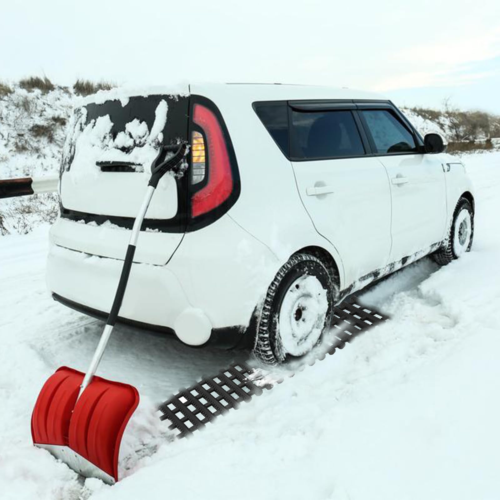 Randaco Lot de 2 aides à la traction - 100 x 21 cm - Avec sac de rangement - Plaques de traction pour sable et neige - Pour voiture, camion, véhicule tout-terrain