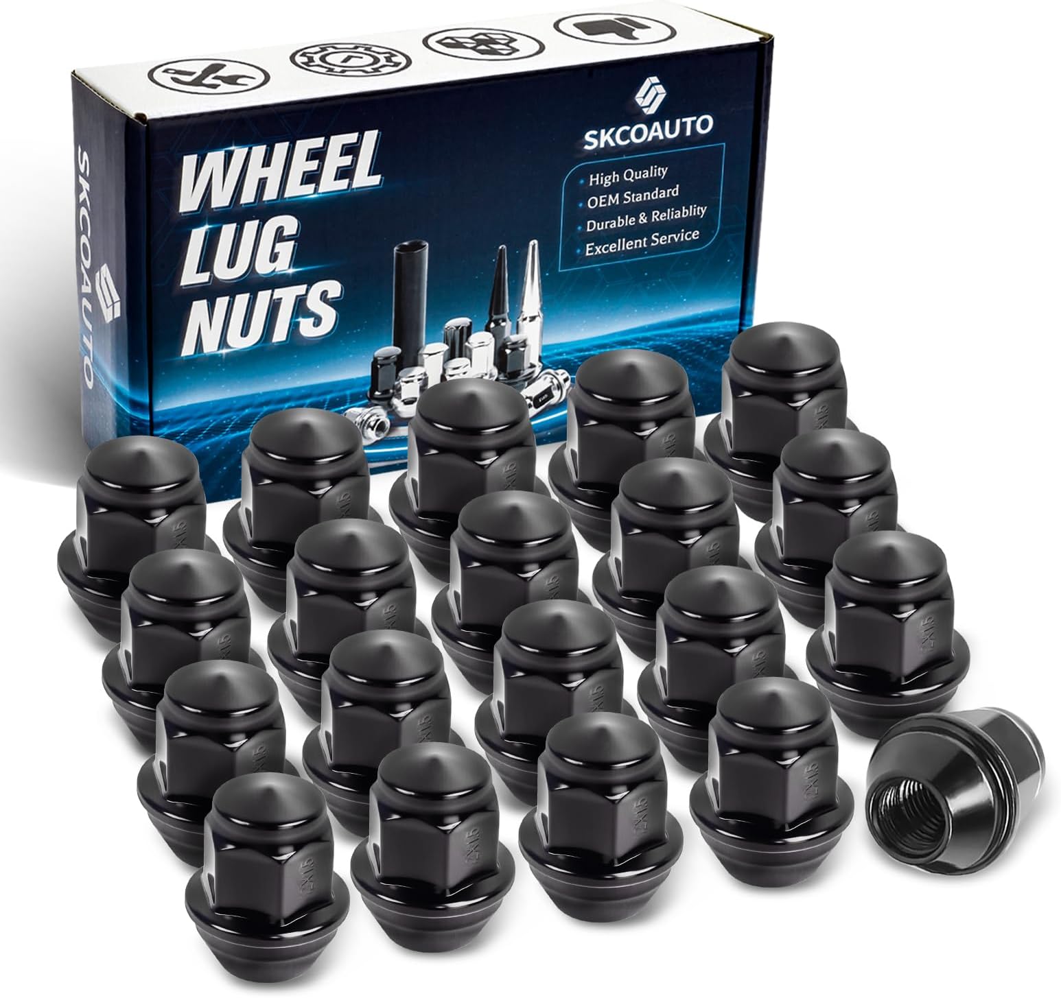M14x1.5 Lug Nuts for Silverado 1500,Tahoe, Suburban,Express 1500/ K1500/ C1500 Escalade Traverse Yukon OEM Factory Wheel Lug Nut Set of 24 with 6 Lug or 5 Lug Wheel