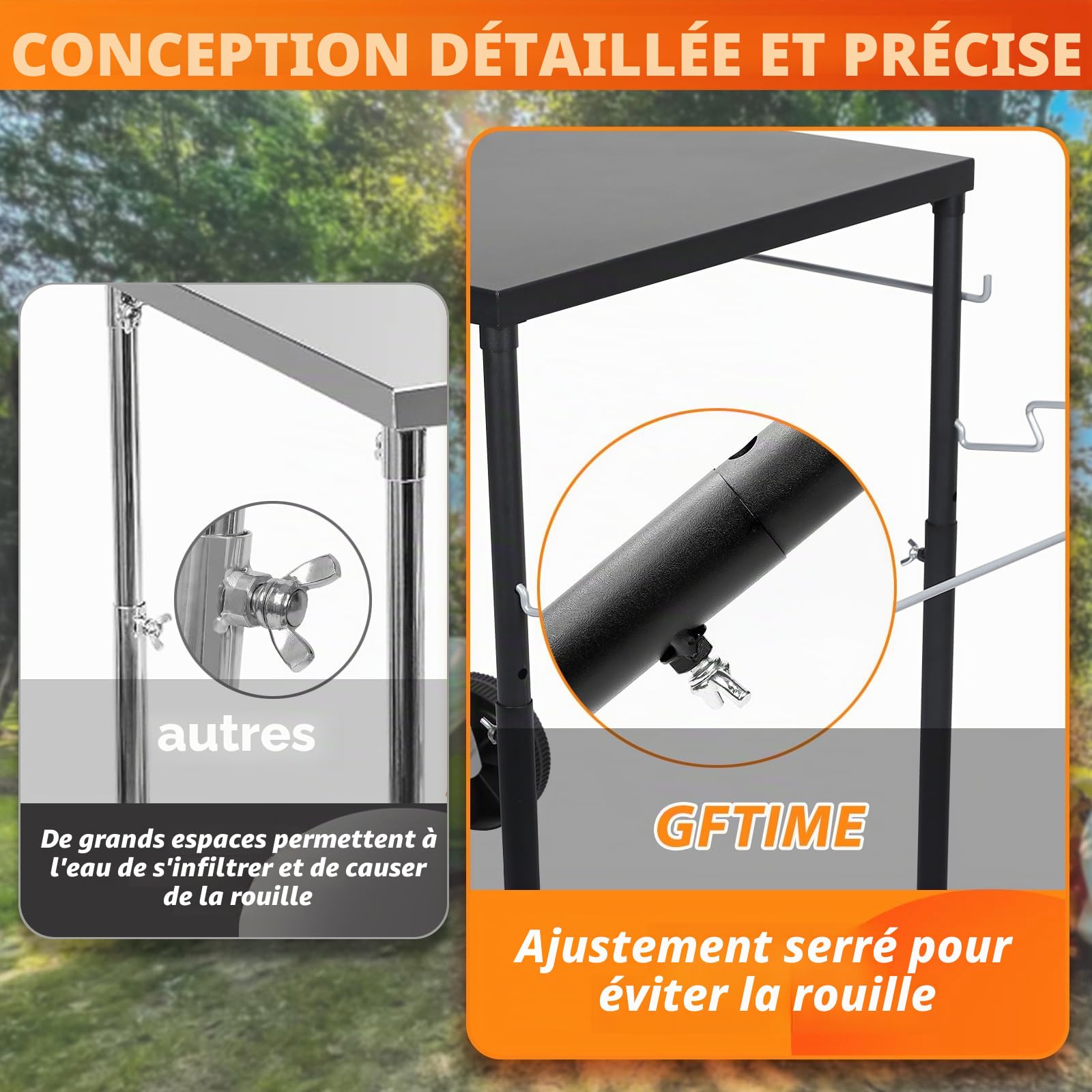 GFTIME Weber Smokey Mountain Table d'appoint pour barbecue sphérique Weber Kettle 47/57/67 cm, barbecue au charbon de bois Master-Touch, accessoires de barbecue de qualité supérieure