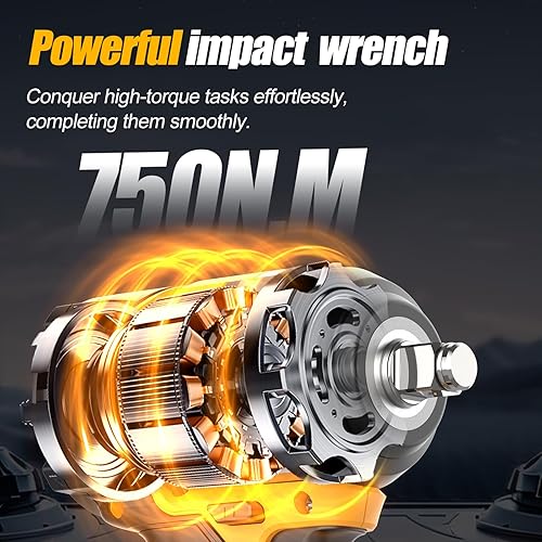 Miniatura 2 de Llave de impacto sin escobillas de 12 pulgada 750N.m (553 pies-libras) Pistola de impacto de alto par de 20 V con batería de 2 x 4.0 AH y cargador