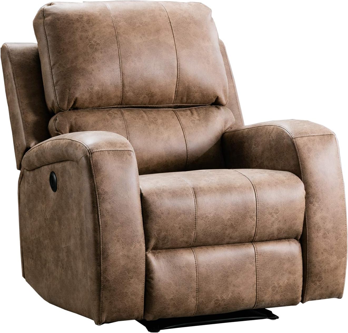 Bonzy Home Power Recliner Chair Air Suede - Overstuffed Electric Faux Suede Leather Recliner Chair with USB Charge Port - Home Theater Seating - Bedroom & Living Room Chair Recliner Sofa (Brown)