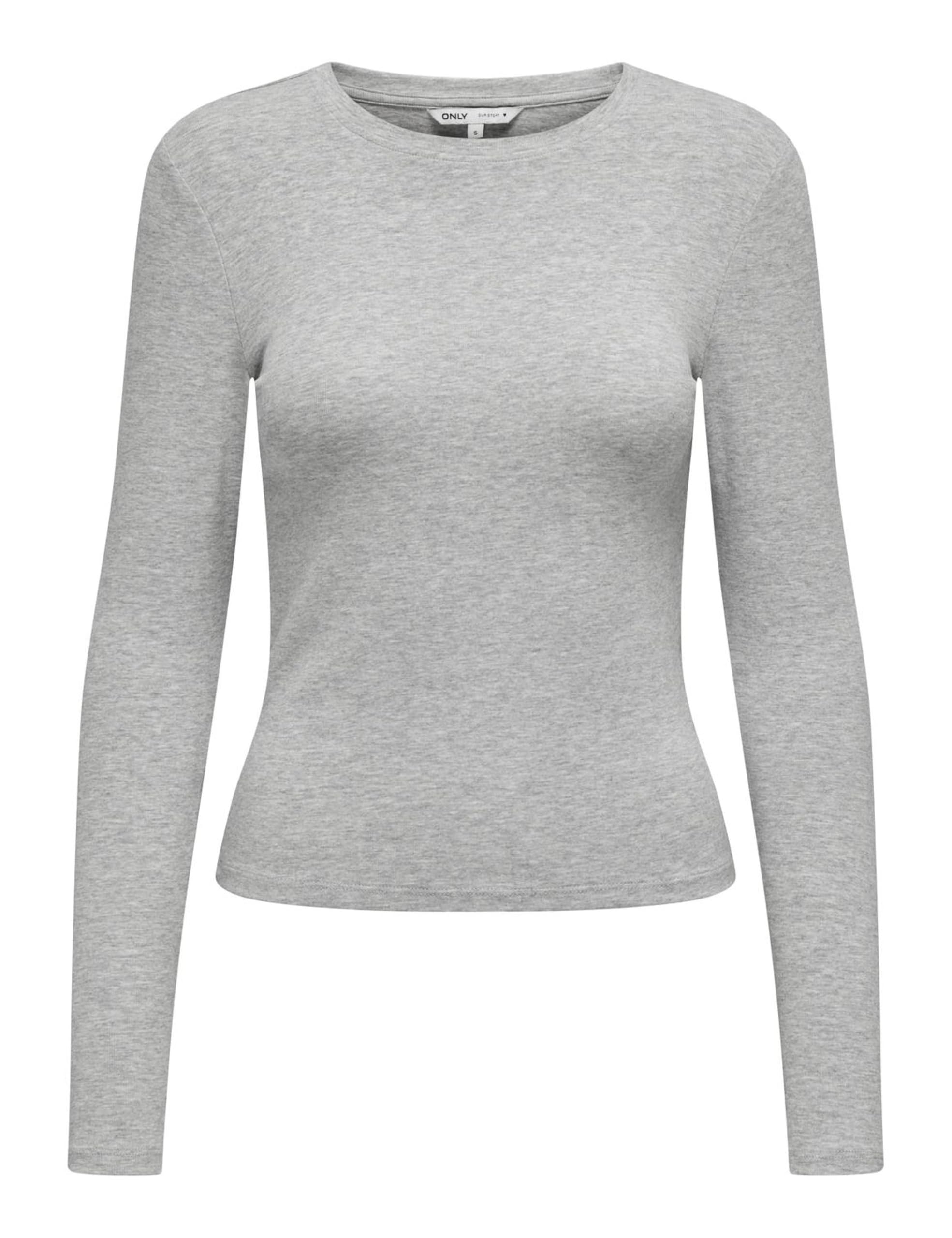 ONLY Womens Riley Long Sleeve Top Light Grey Melange M