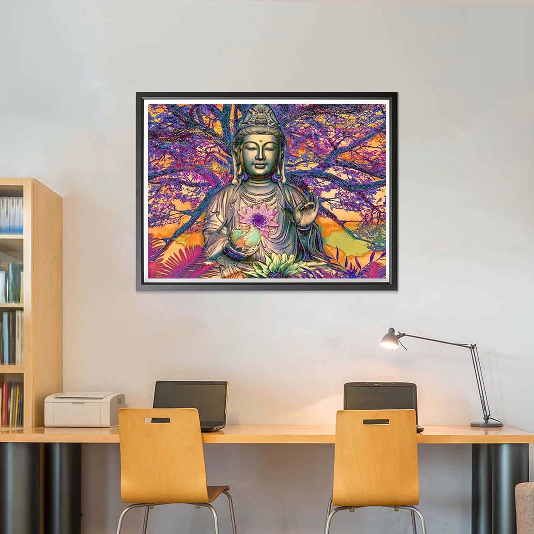 Jantabo 5D Diamond Painting Kits Completo Buddha, DIY Pittura Diamante Kit Statua, Diamante Art Pieno di Strass Tondo Ricamo a Punto Croce con Immagini artistiche per Decorare la casa 30x40cm a28