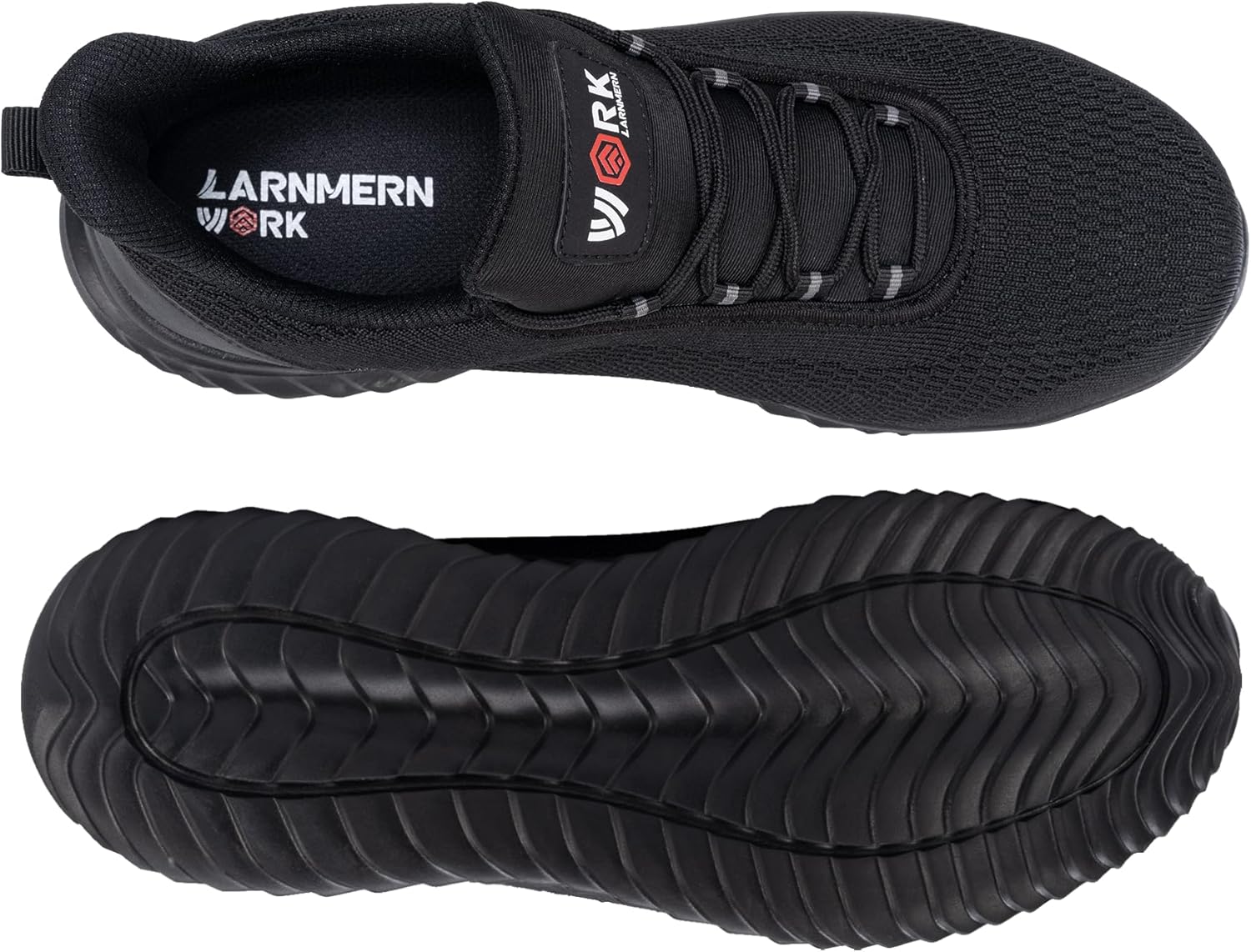 LARNMERN Slip On Steel Toe Shoes for Men, Work Lightweight Safety Sneakers Walking Tennis Shoe - Image 4