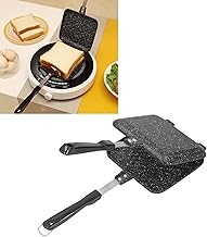 Fabricante de sanduíches de ferro de torta dupla, fabricante de torta de ferro fundido com alça antiescaldante, equipamento de cozinha para fogueira, panela de cozimento de ferro para torradeira, omel