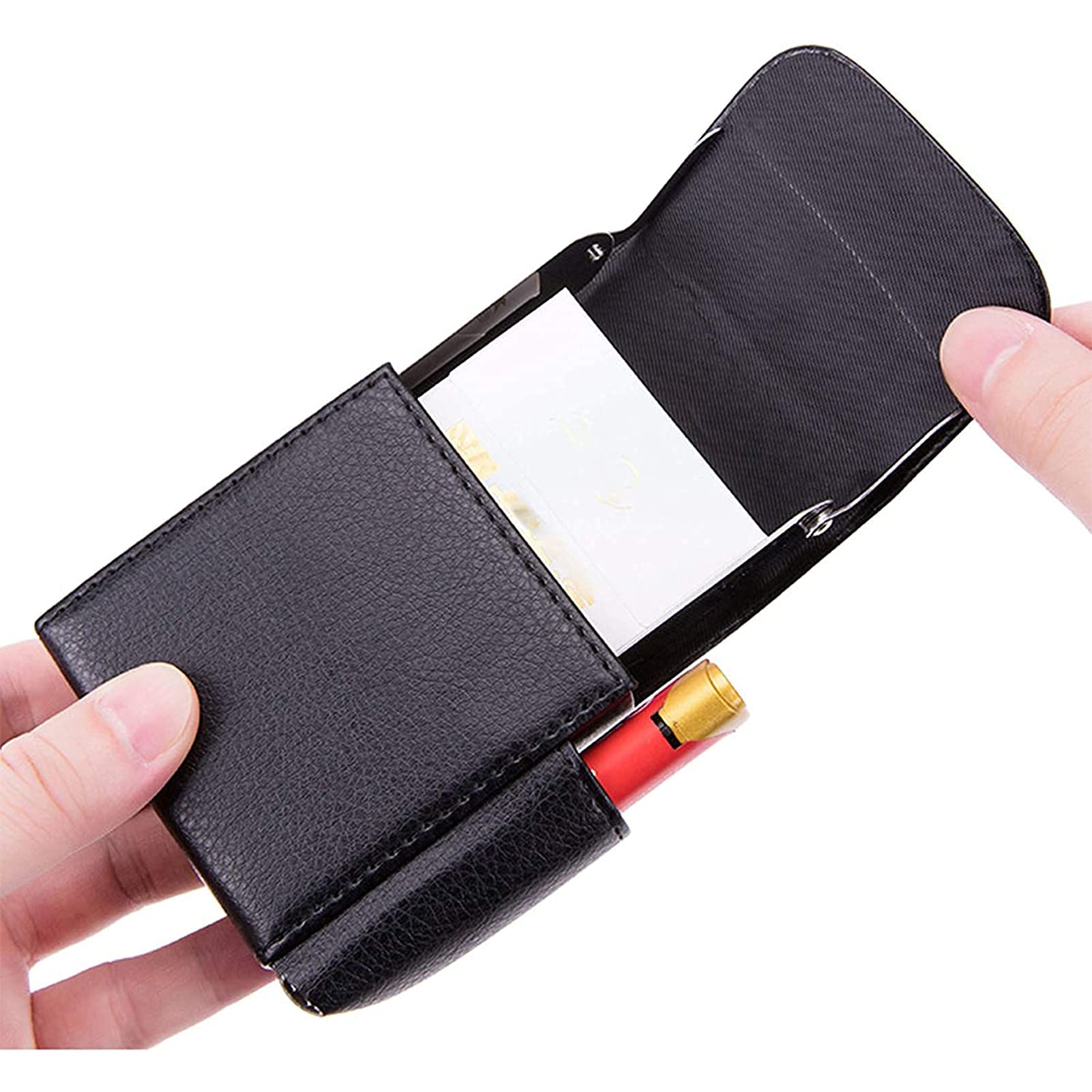 Portasigarette in pelle, ultra sottile, portatile, con slot per accendino e passante per cintura, accessorio perfetto per fumare e regalare
