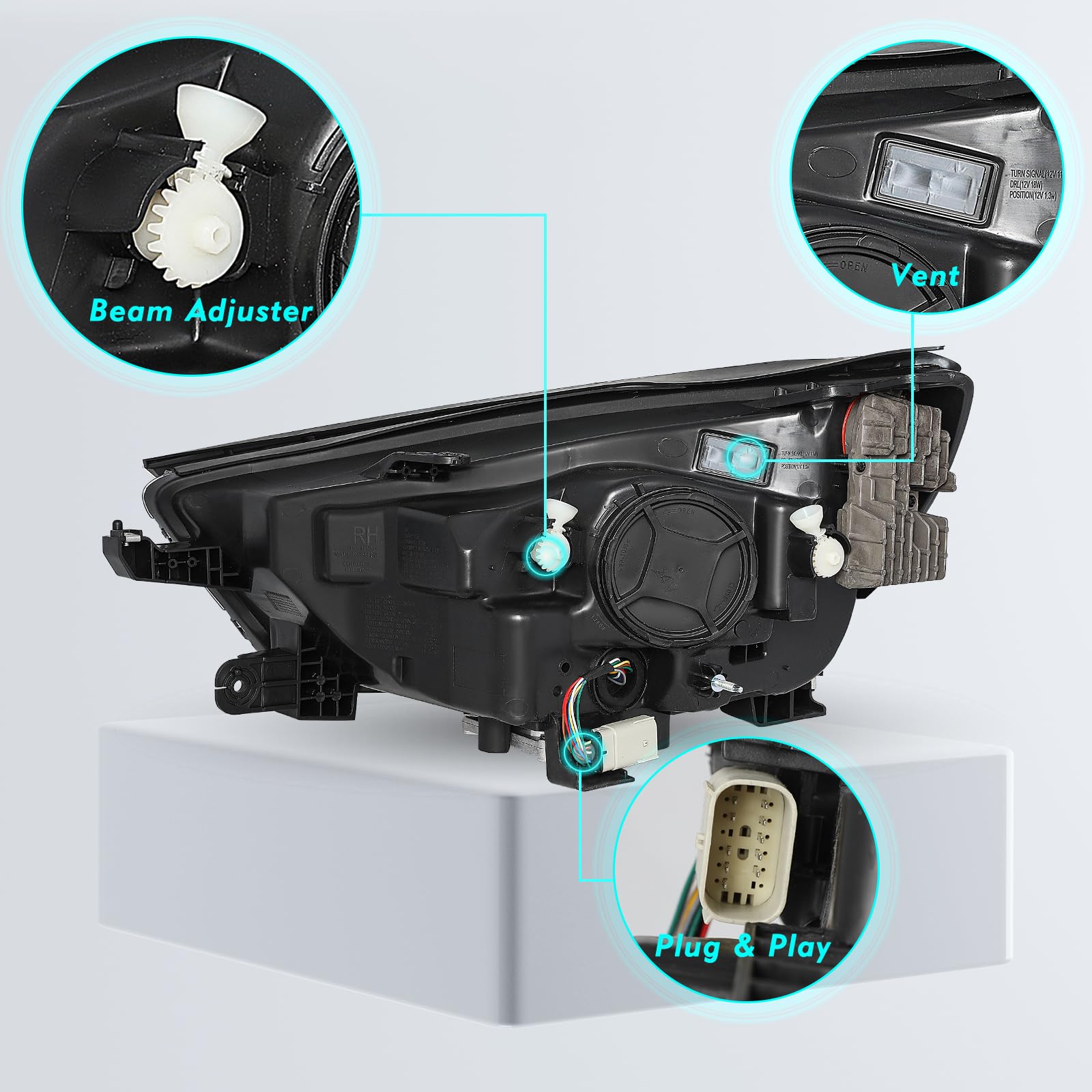 Faro Halógeno Completo Lado Derecho Para Buick Encore 2017-2022 – Con DRL LED, Incluye Bombillas H7 Y 9005