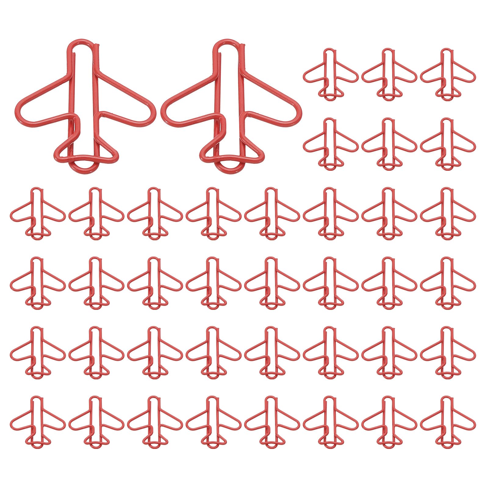 PATIKIL Cute Paper Clip, 100Pcs Plane Shape Paper Clip Metal Funny Bookmarks Planner Clips Clamp for Home Office Supplies Desk File Organization Wedding Decoration, Red