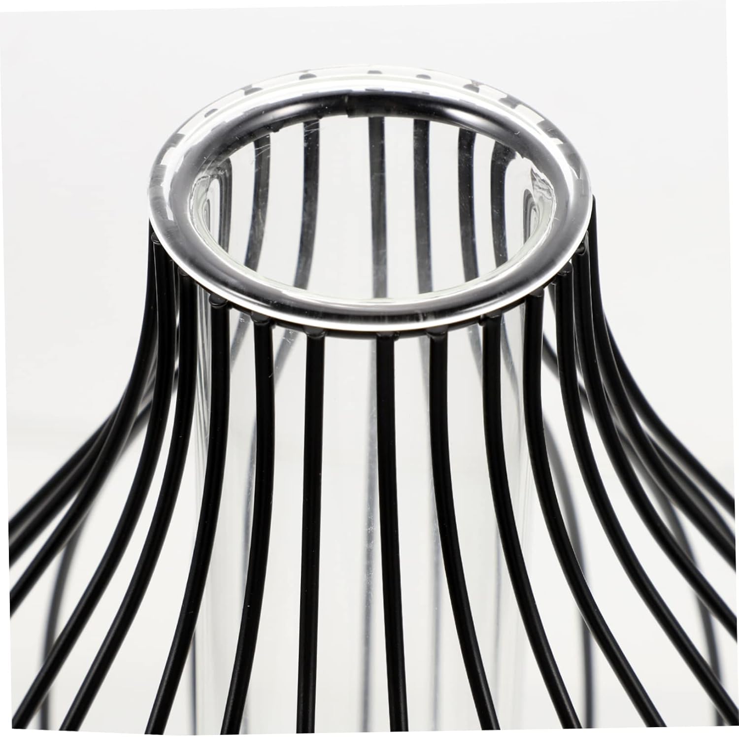 Modern Minimalist Hydroponic Vase Iron Art Hollow Design with Bud Tube Nordic Style Decorative Arrangement Centerpiece Geometric Iron Frame Planter
