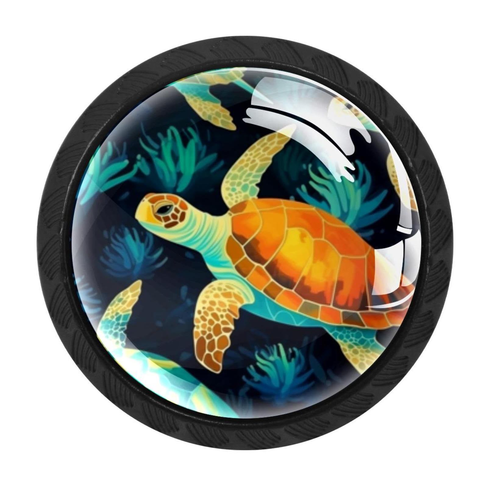 Chenzzzz Multicolored 03 4 Pcs Sea Turtle Crystal Glass Cabinet Knob Drawer Pull Handle For Kitchen Cupboard Dresser Wardrobe Etc