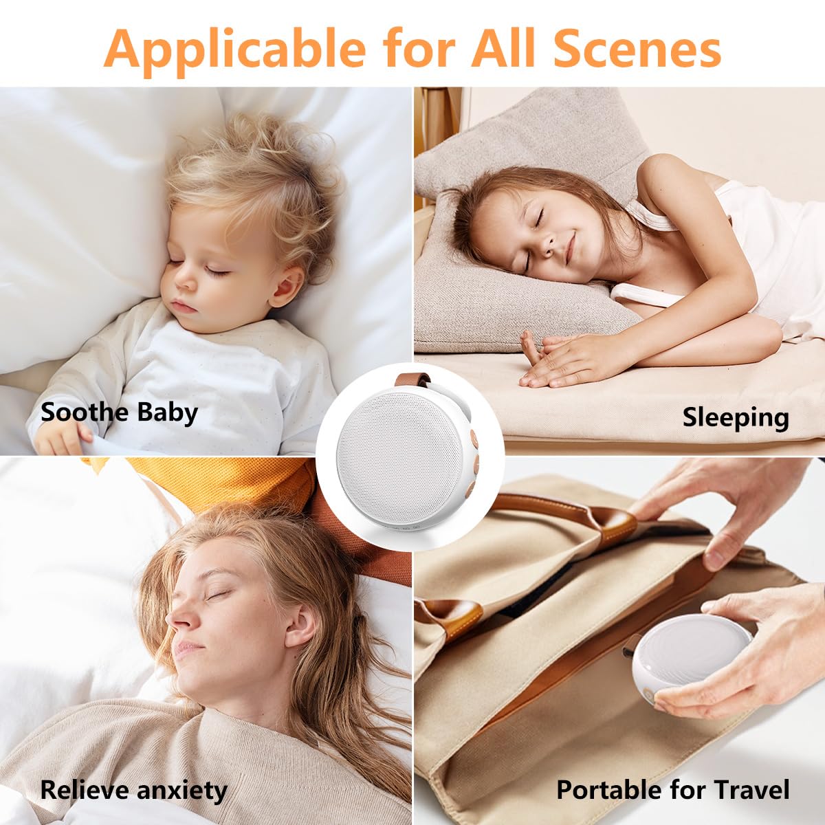Mini macchina del suono bianca del rumore con 30 suoni lenitivi 32 livelli di volume succhietto portatile per bambini ricaricabile terapia del suono da viaggio rosa marrone macchina del sonno per