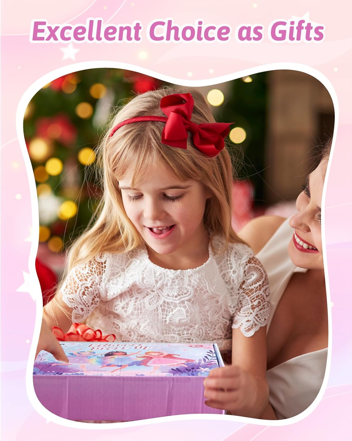 Anpro Princess Dress Up Clothes for Little Girls, Toddler Dress Up Toys, Princess Cape with Crown, Wand, Jewelry, Princess Play Toys Gifts for 3 4 5 6 Year Old Girls - Image 5