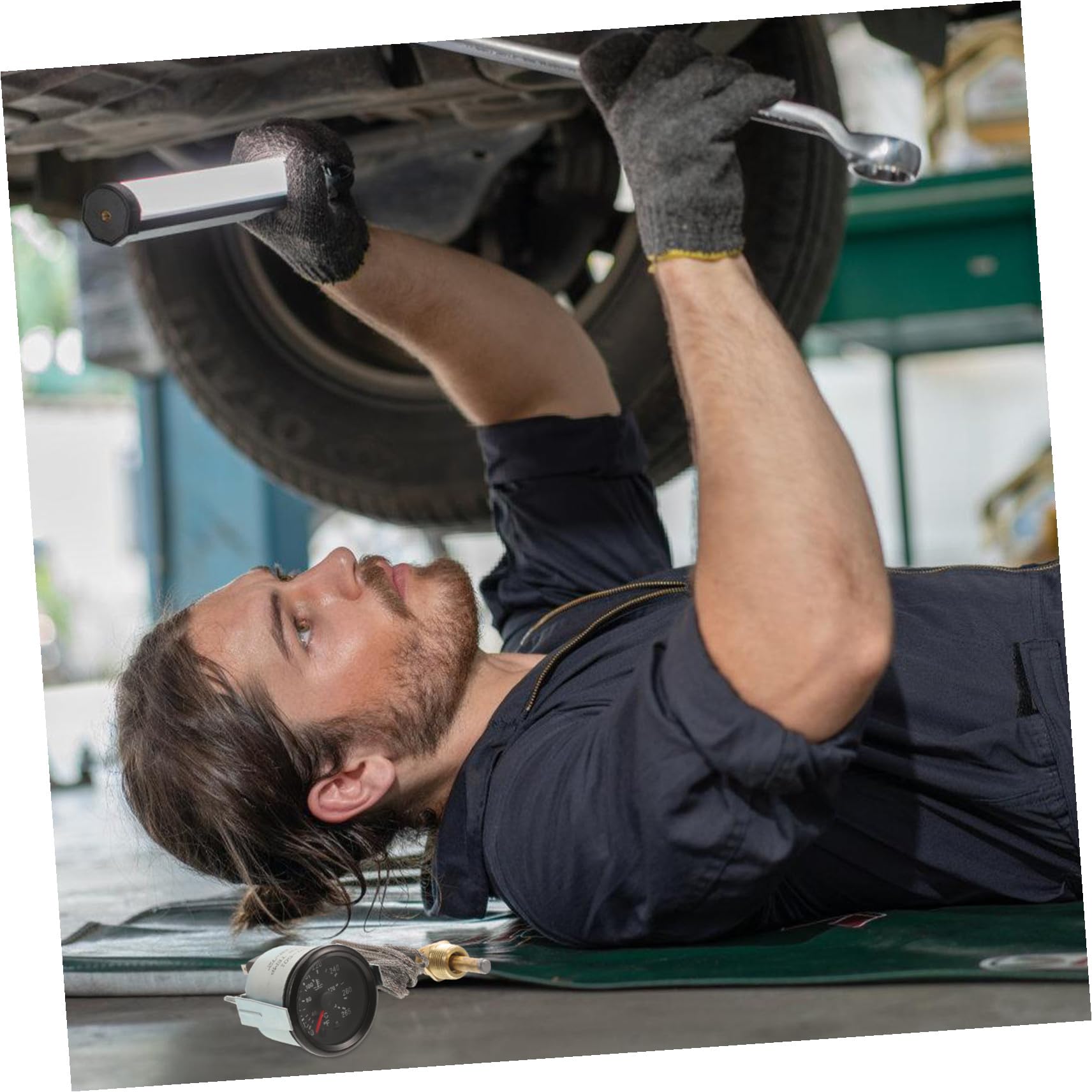 POPETPOP Misuratore di Temperatura Acqua per Auto da 52mm con Sensore, Indicatore Preciso in Metallo Argento, per Fai-da-te e Prevenzione Surriscaldamento