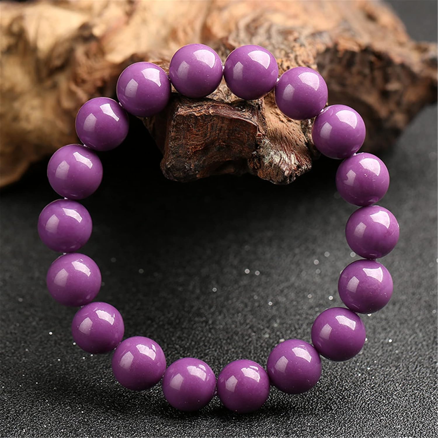 Feng Shui Wealth Crystal Bracelet Natural Purple Mica Lilac Mica Stone Bracelet Healing Gem Amulet Talisman Attract Money Good Luck Love,9MM