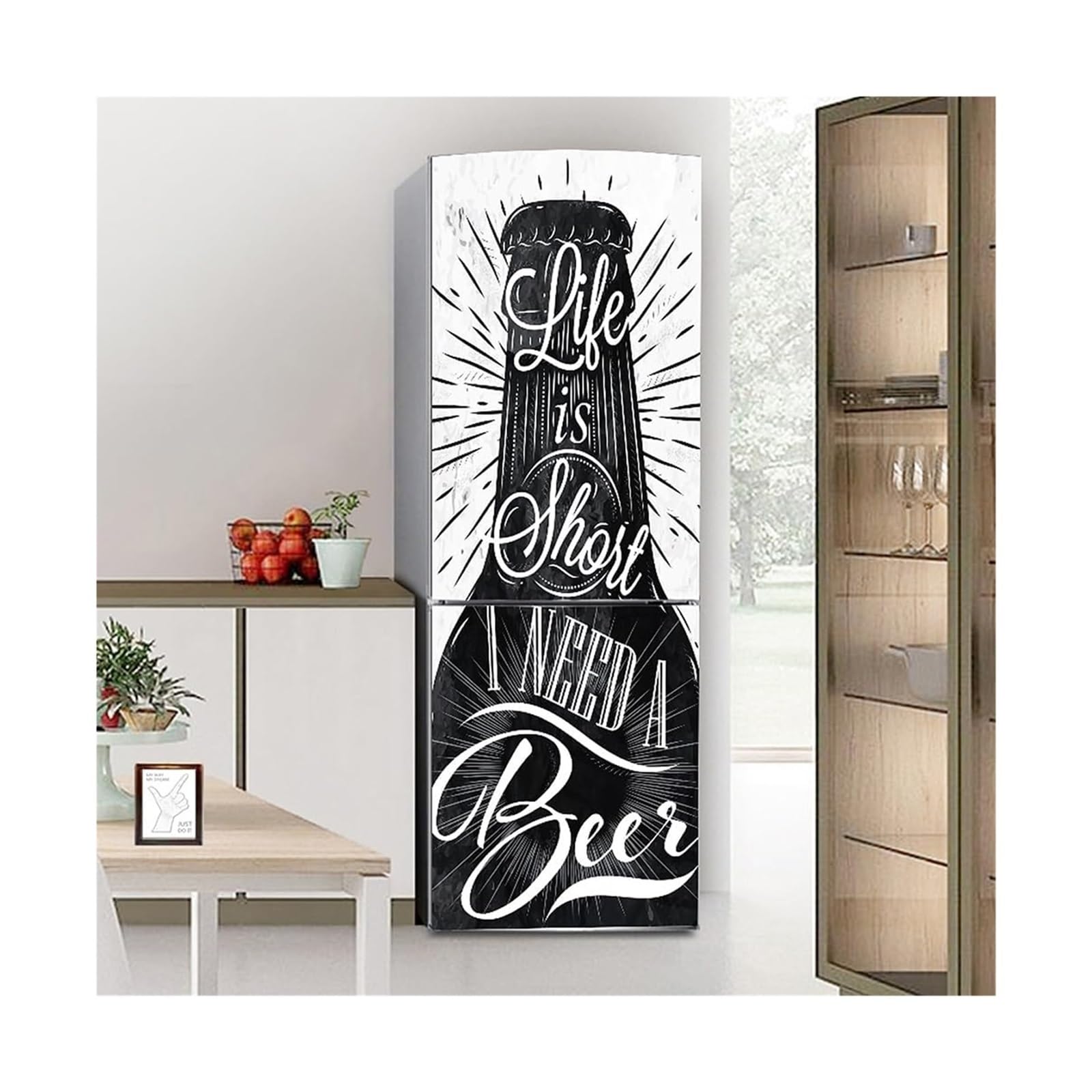GDHKDDFL Minimalist, luxury-inspired fridge decals, Fridge Sticker Full Covering Door Covers Skins Wall Stickers for Kitchen Decal(M: 60x180 cm)