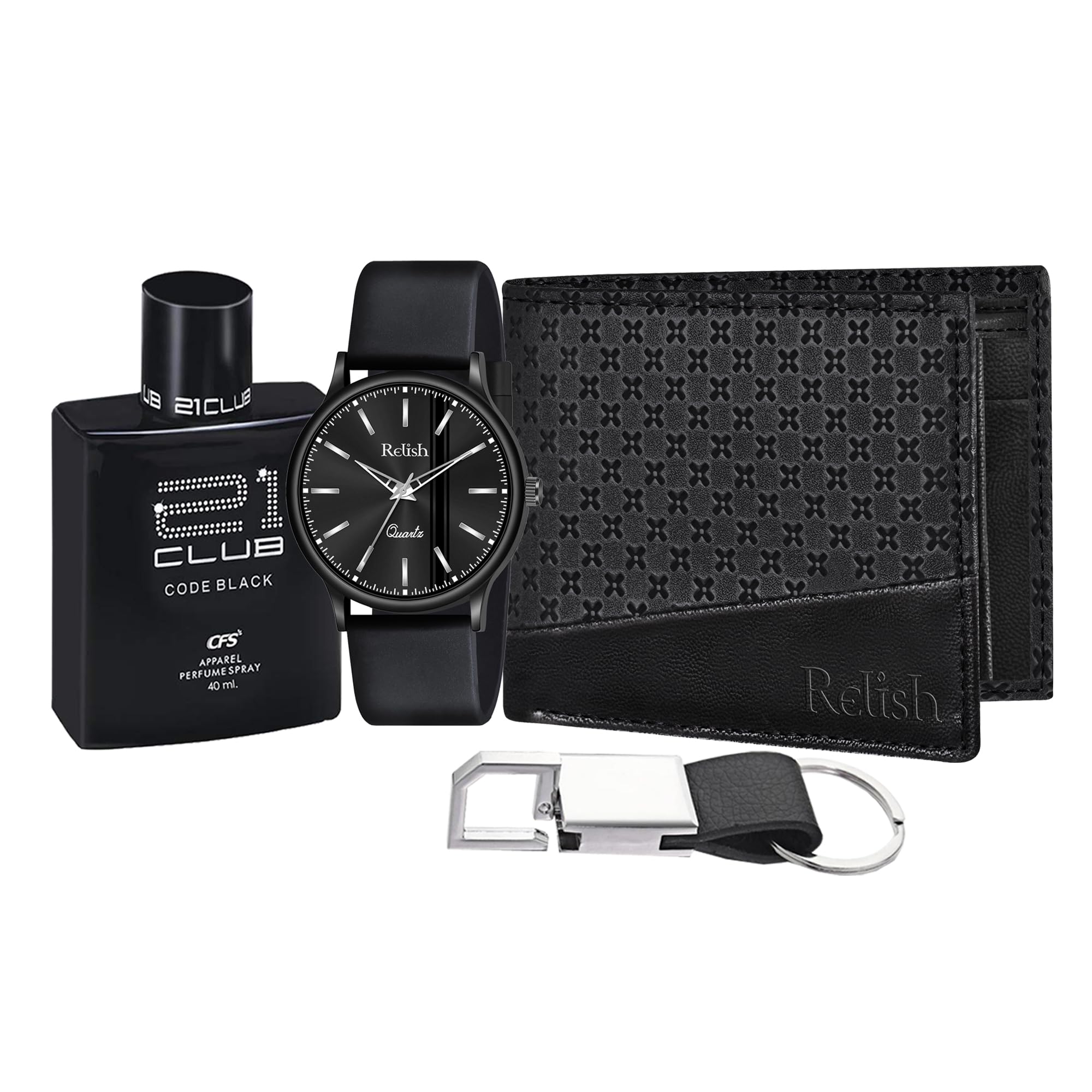Relish Gift Combo Box Analog Silicone Strap Watch, Black Wallet, Perfume and Key Chain (B0D5M2FVYH) Amazon Price History, Amazon Price Tracker