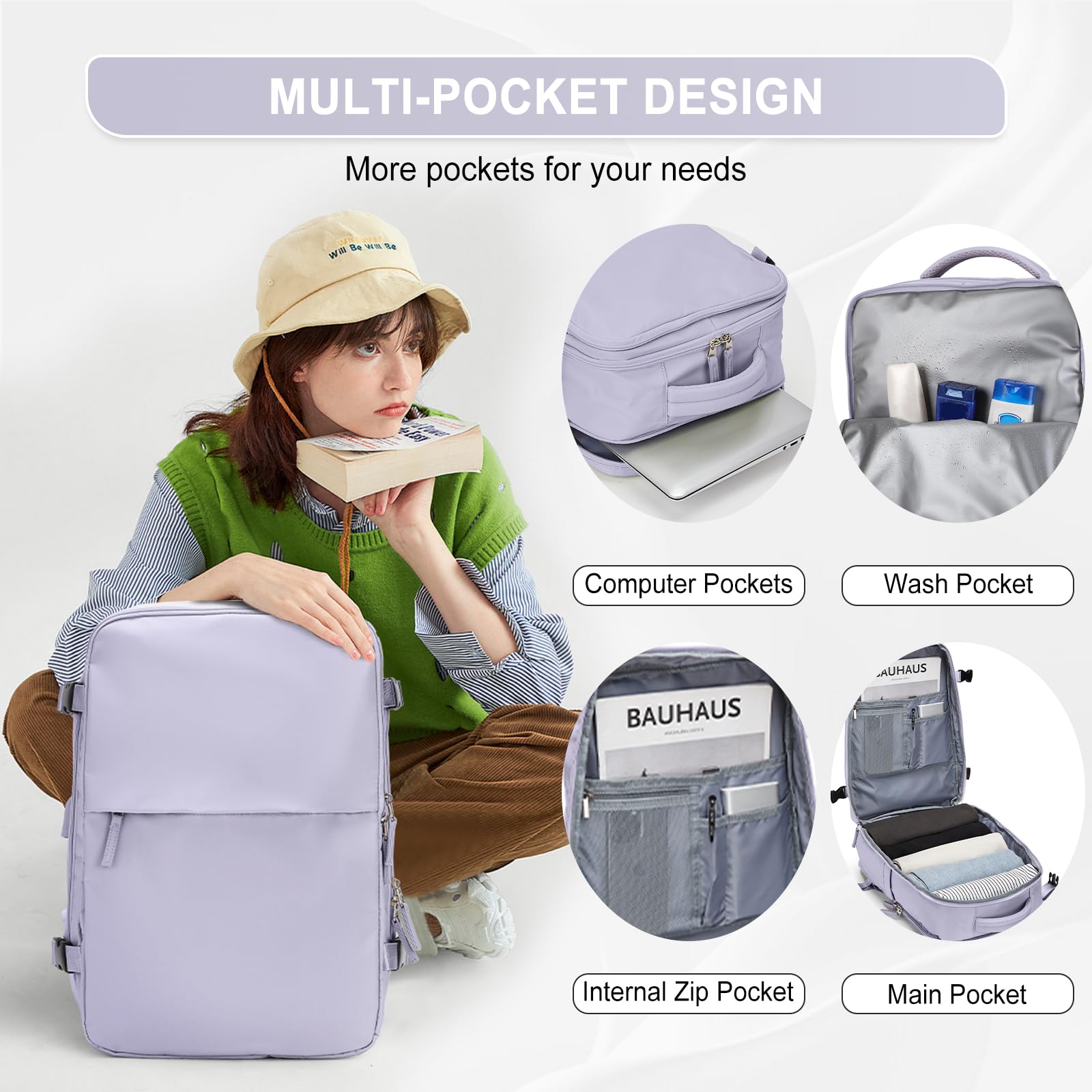 Zaino Bagaglio a Mano Ryanair 40x20x25 Zaino Aereo Borse da Cabina per Easyjet 45x36x20 Zaino da Viaggio donna con porta ricarica USB, Borsa da Viaggio aereo Zaino Computer Impermeabile Casual Daypack