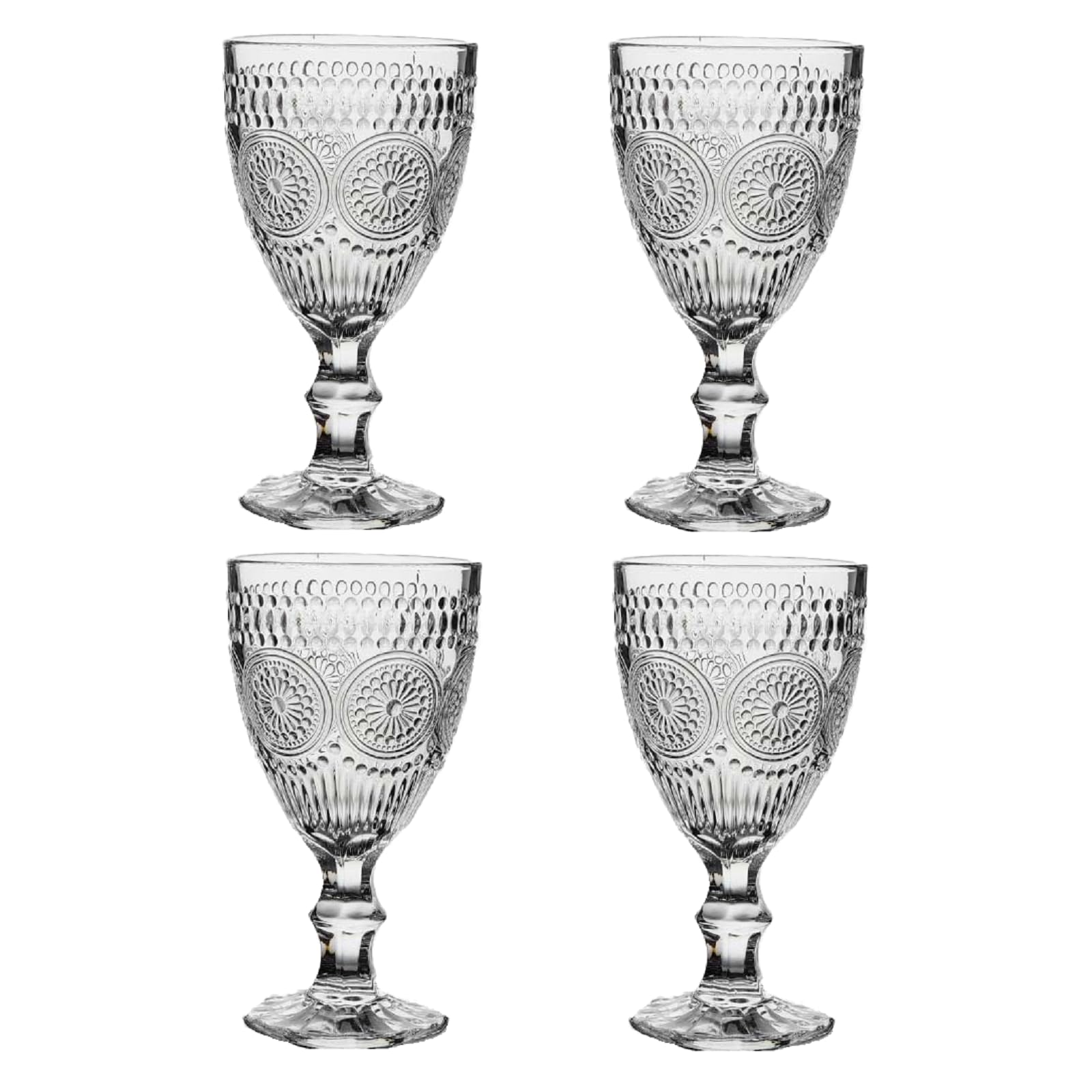 Bafnsiji 4 Pack Wine Glasses Goblets, Glass Goblets, Glass Vintage Drinking Glasses, Romantic Vintage Goblet Glasses, Clear Drinking Glasses,F