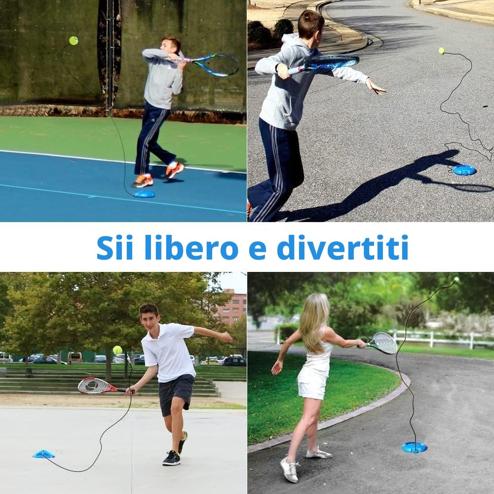Allenatore di Tennis Rimbalzo, Tennis Strumento per Allenatore, Tennis Allenatore, Tennis con Palla Allenatore, Tennis Elastico per Principianti, Bambini e Adulti Allenamento