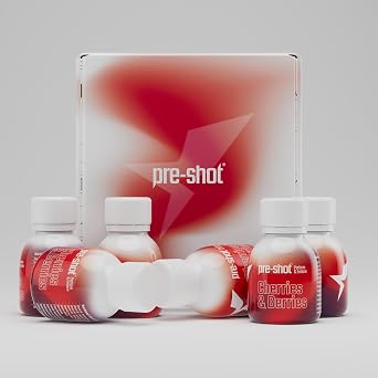 Pre-Shot Energy Drink - Mushroom Pre-Workout with Lion's Mane & Cordyceps | 200mg Caffeine + Beta Alanine | Vegan | Liquid | 6 Pack | 60ml Each