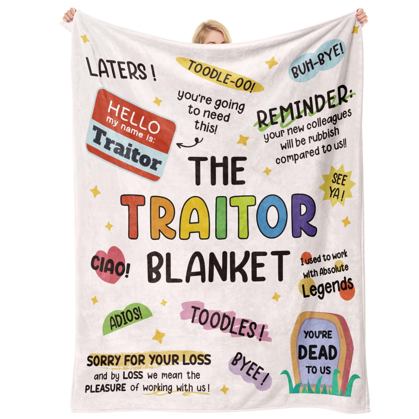 Funny Leaving Gifts for Colleague Women Men, Goodbye Gifts for Colleagues, Sorry Your Leaving Gifts, Farewell Gift for Coworkers Decorations, Leaving Presents on Christmas, Traitor Blanket 150x130CM
