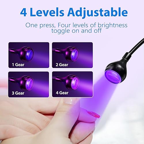 Miniatura 9 de AORAEM Lámpara LED de uñas de 5 W, luz LED para uñas, lámpara de uñas LED de secado rápido con soporte para teléfono, cuello de cisne, luz de uñas
